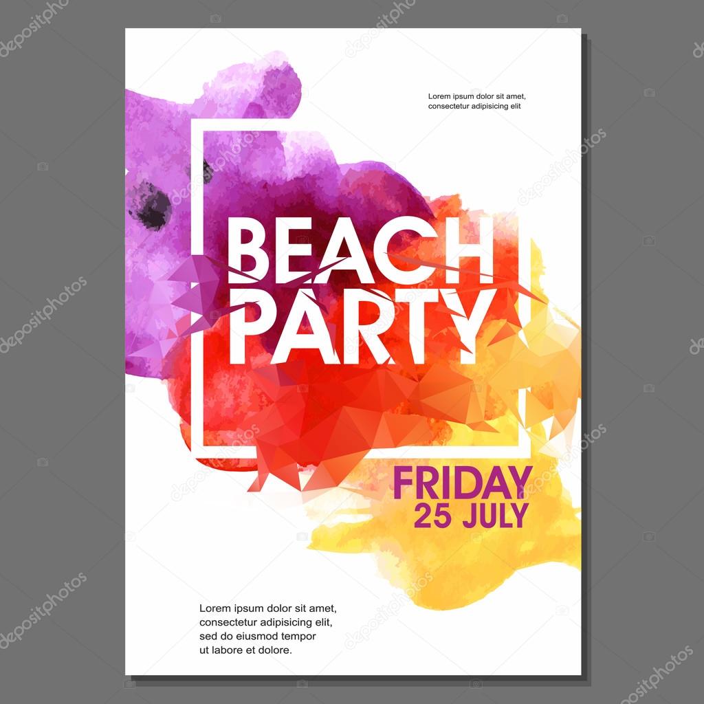 Summer Night Beach Party Vector Flyer Template - EPS10 Design