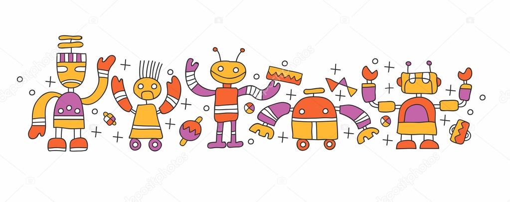 Background with Cute Robots