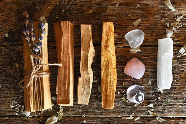 Close Image Holy Wood Incense Sticks Healing Rose Quartz Amethyst — Foto de Stock