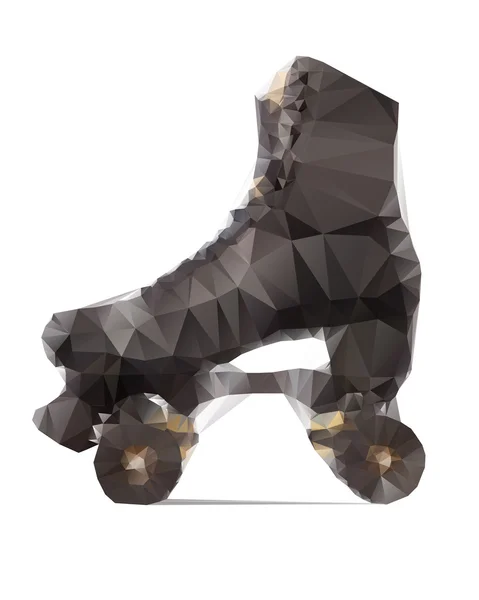 白い背景に孤立した黒いローラースケートの多角形のイラスト — ストックベクタ