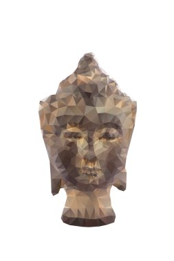 Beyaz arka planda izole edilmiş çok köşeli Buda heykeli çizimi