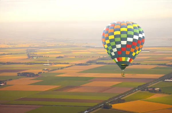 Aerial view at air balloon with Dutch landscape — Stock Photo, Image