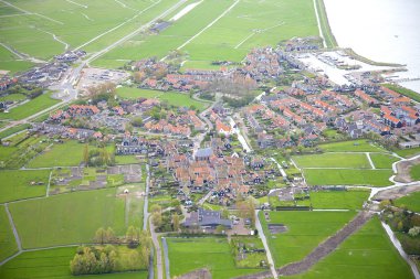 Aerial view of historic Marken island, The Netherlands clipart