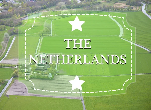 네덜란드 농장 빈티지 라벨으로 위의 풍경 — 스톡 사진