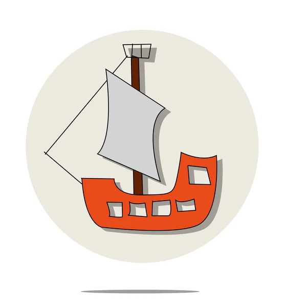 Illustrazione della nave pirata rossa — Vettoriale Stock
