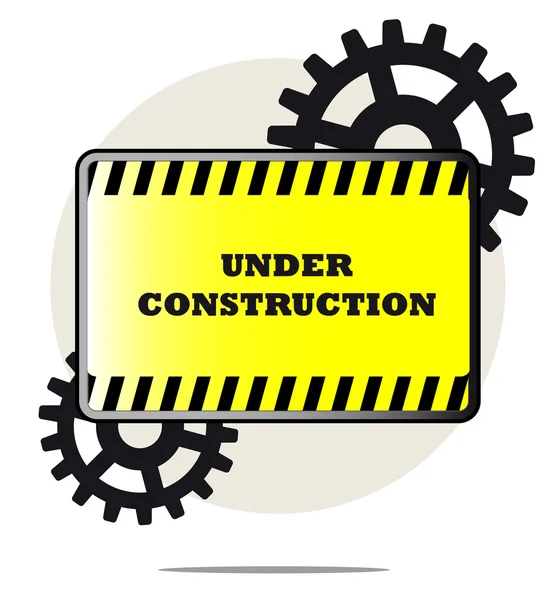 Illustration of under construction sign with gears and white background — Stock Vector