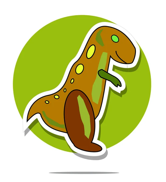 Illusztráció: dino tyrannosaurus háttér zöld kör — Stock Vector