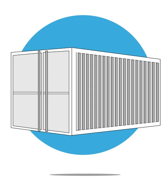 Illustration des Seecontainers mit blauem Kreis Hintergrund — Stockvektor