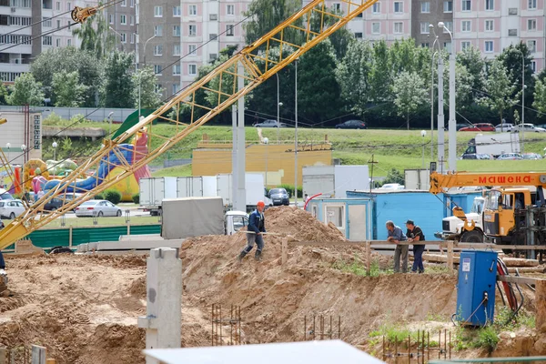 Minsk Belarus Październik 2020 Plac Budowy Budynku Budowie — Zdjęcie stockowe