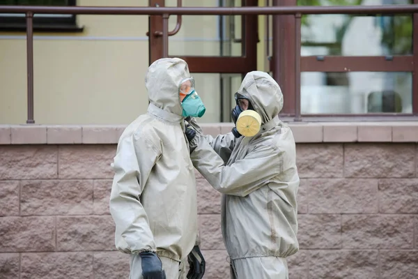 Minsk Belarus Oktober 2020 Desinfektion Der Stationen Krankenhaus Vom Coronavirus Stockbild