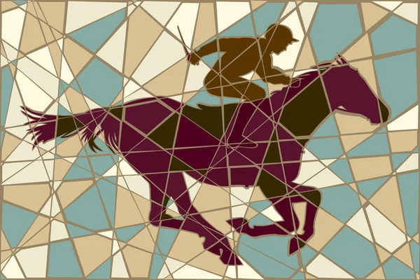 Corrida cavalo mosaico — Vetor de Stock