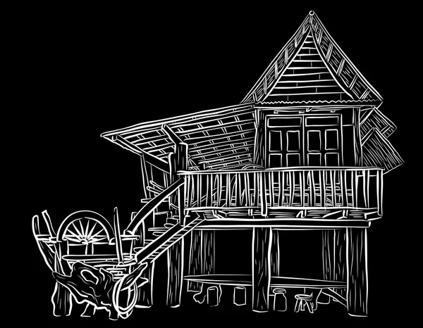 Wooden house sketch — Stock Illustration Wooden house sketch Stock Illustration