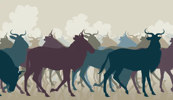 Wildebeest besättning — Stock vektor