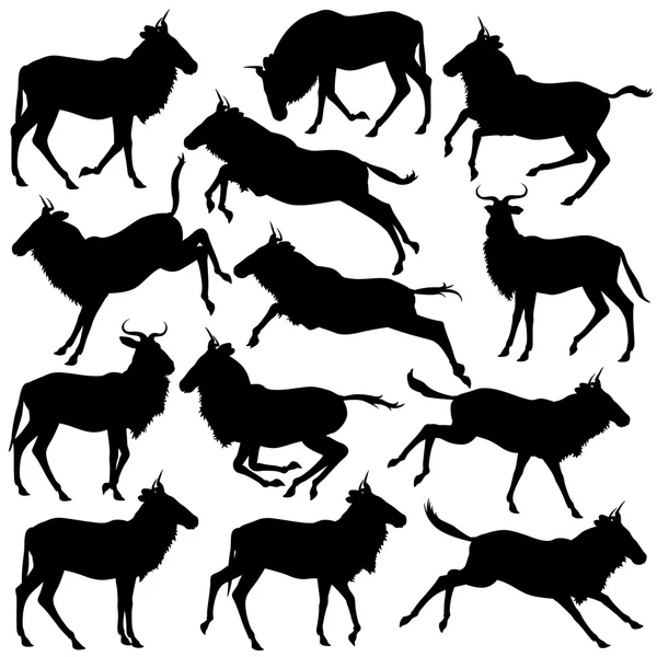 Silhouette Wildebeest — Vettoriale Stock