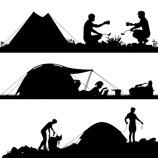Camping foreground silhouettes — 图库矢量图片