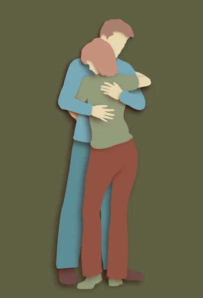 Hugging cutout couple — Stock Photo, Image