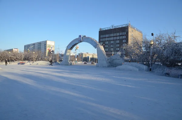 Vorkuta merkezi meydanda — Stok fotoğraf
