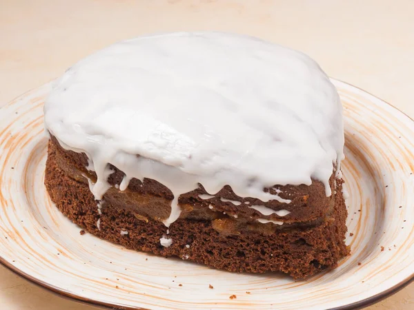 Leckere Schokoladenkuchen Mit Marmelade Auf Einem Teller — Stockfoto