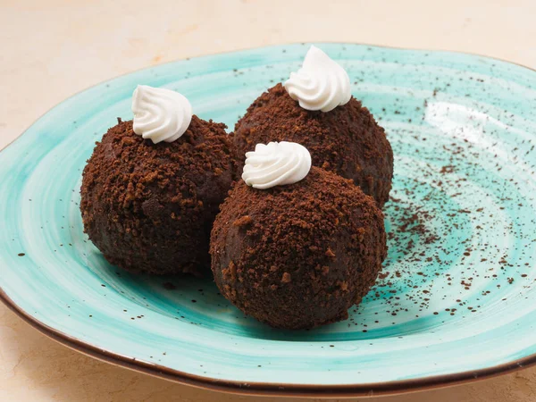 sweet Russian chocolate cake potato decorated with cream