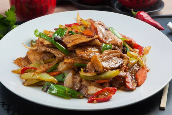 Tasty Roast Pork Belly Hot Pepper Asian Cuisine — Stock Photo, Image