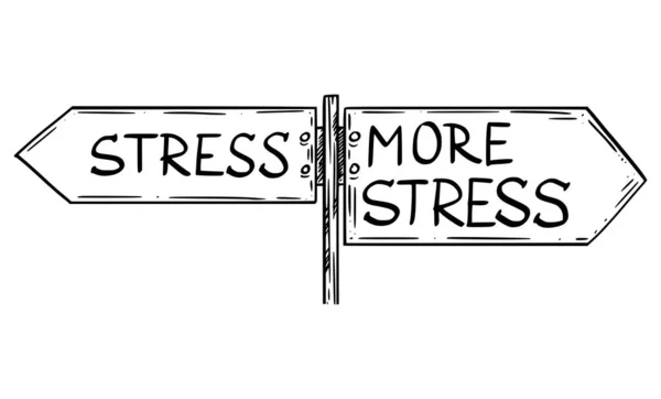 Vector Cartoon Ilustração da seta sinal de estrada Apontando para a esquerda e direita direções com estresse ou mais estresse para escolher. — Vetor de Stock