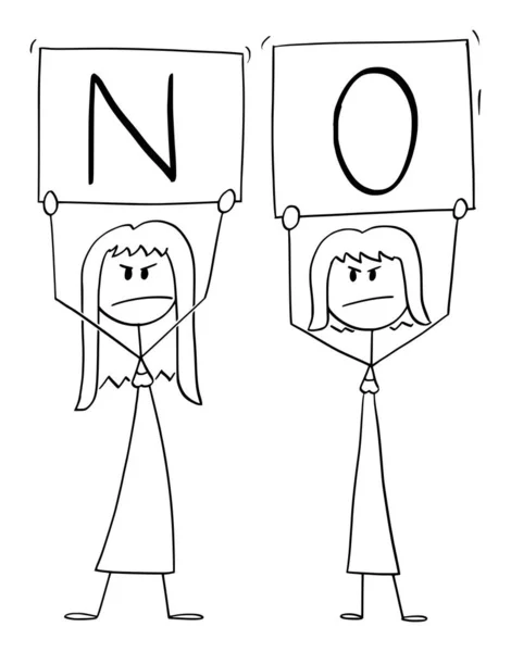 Illustrazione del fumetto vettoriale di due donne arrabbiate che non hanno segni — Vettoriale Stock