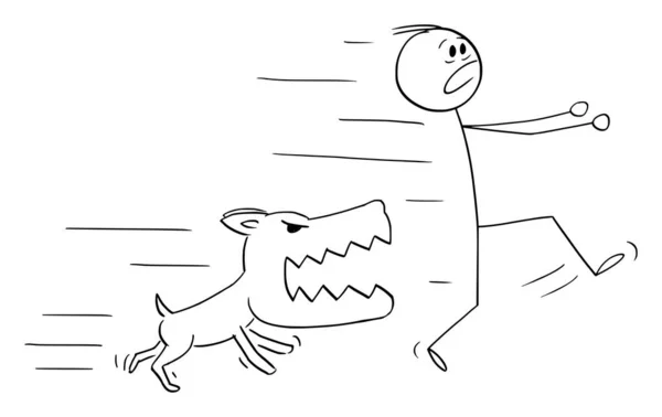 怒りの犬追いかけ男のベクター漫画イラスト — ストックベクタ