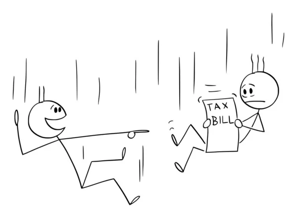 Vektor tecknad Illustration av två män eller affärsmän faller ner, är en Frustrerad av skattelagen, andra skrattar — Stock vektor