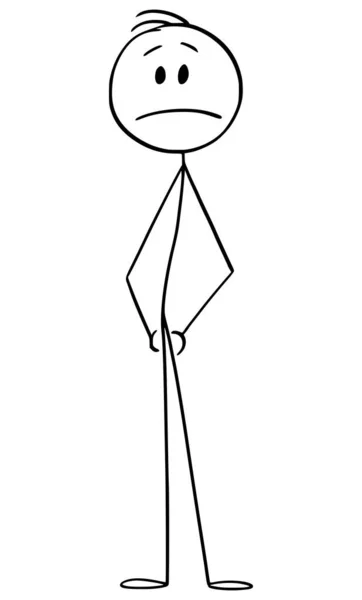 Ilustrație de desene animate vectoriale a unui om nefericit sau a unui om de afaceri care poza cu mâinile în buzunare — Vector de stoc