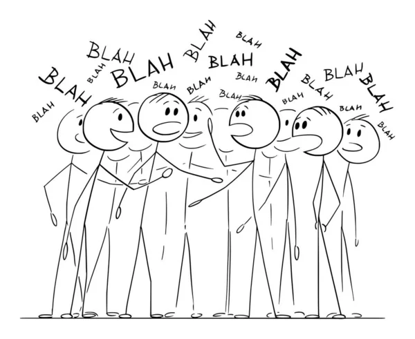 Group of People or Crowd Is Talking, speaking or Chattering with Word Blah Around, Vector Cartoon Illustration — 스톡 벡터