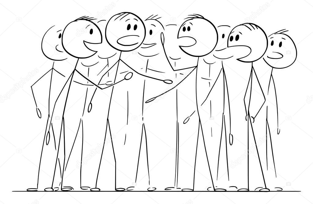 Group of People, team or Crowd Is Talking, Speaking or Chattering, Concept of Communication, Vector Cartoon Illustration