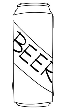 Bira tenekesi ya da kutu çizimi. Vektör Çizgi Filmi İllüstrasyonu.