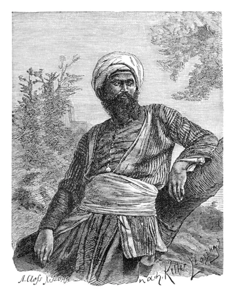 Arab Sheikh or Nobleman. History and Culture of North Africa. Antique Vintage Illustration. 19th Century — 图库照片