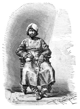 Kaşmir 'den Brahman. Asya tarihi ve kültürü. Antika Vintage Illustration. 19. yüzyıl.