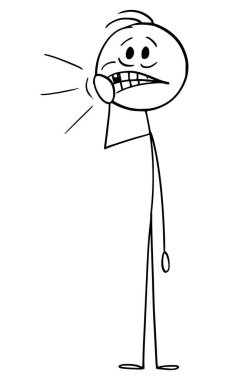 Diş Ağrısı ve Diş Ağrısı Olan Adam, Vektör Çizgi Film Yapıştırıcısı Çizimi