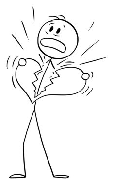 Kalbi Kırık Adam veya Koroner Kalp Krizi, Vektör Çizgi Film Sopası Çizimi