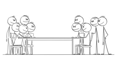 İki Halkın ya da İşadamlarının ya da Politikacıların Müzakeresi, Vektör Karikatür Çizimi