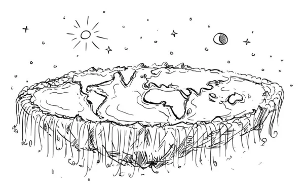 Planeta plano conspiração da Terra, ilustração de desenho animado vetorial — Vetor de Stock