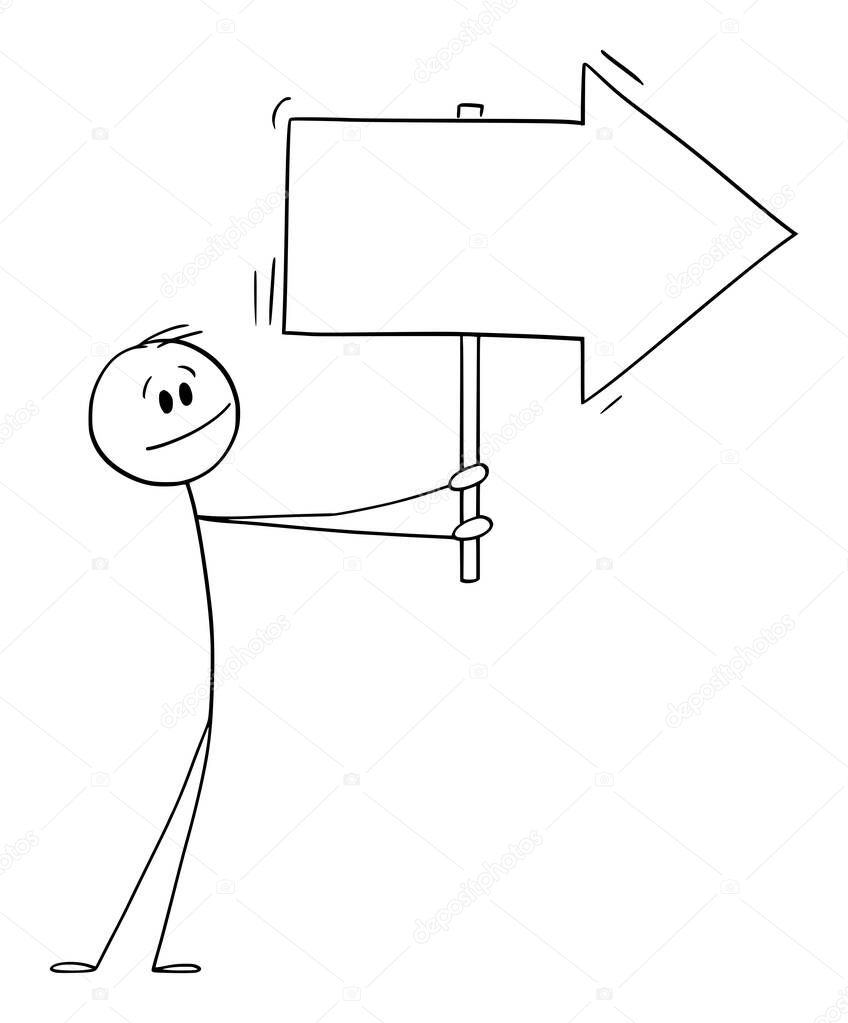 Vettoriale stockPersona o uomo d'affari che tiene vuoto freccia segno e  puntando a qualcosa, Vector Cartoon Stick Figura Illustrazione di  ©ursus@zdeneksasek.com #484490926, image size:849x1024