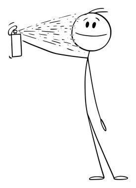 İnsan ya da Erkek Kokulu Parfüm Spreyi, Vektör Çizgi Film Şekil Çizimi Çizimi