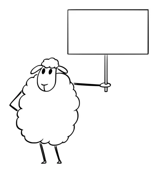 Вівці тримають порожній знак, Векторна мультяшна ілюстрація — стоковий вектор