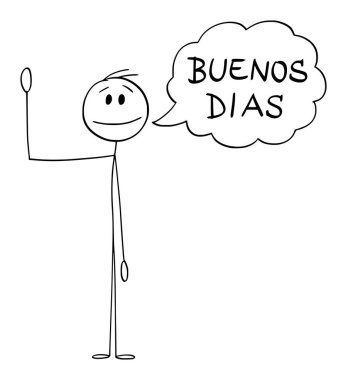 İnsan ya da Adam Elini sallıyor ve İspanyolca 