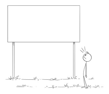 Boş Kopya Alanı Billboard İşareti, Vektör Çizgi Film Yapıştırması Resimlerine Şok Olan Kişi Bakışları