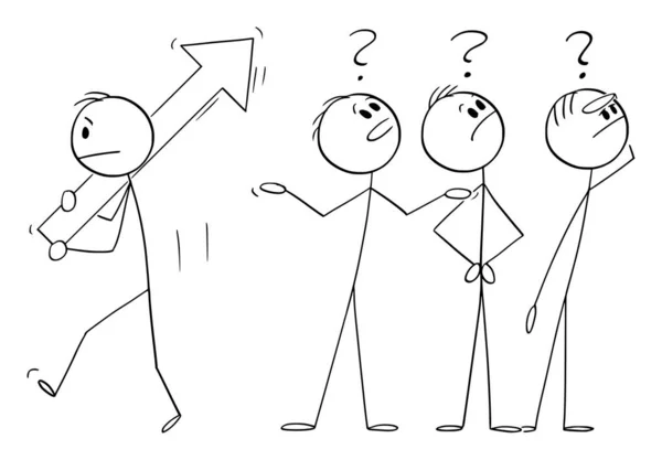 Group of Confused People Looking Upward for Something, Vector Cartoon tick Figure Illustration — 스톡 벡터