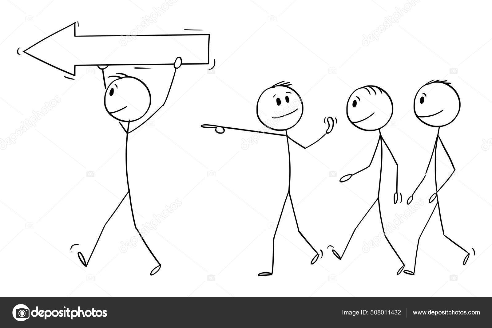 Leder Lederlag fremover på vei til suksess, Vector Cartoon Stick Figur  Illustrasjon stockvektor © ursus@zdeneksasek.com #508011432, image size:1600x1066