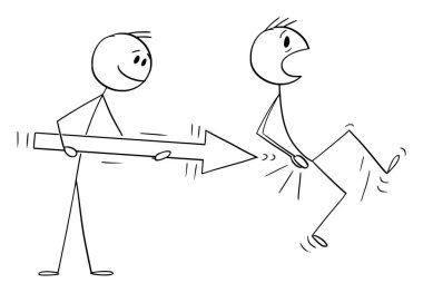 Arrow 'lu İşadamı Başka Bir Kişiyi, Vektör Çizgi Filmi Çizim Çizimi İllüstrasyonu