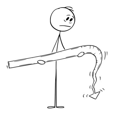 Kişi ya da İşadamı Düşen Ok, Başarı ve Başarısızlık, Vektör Çizgi Çizgi Çizim Çizimi