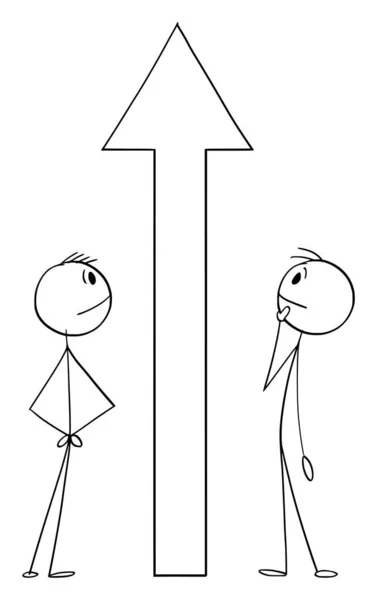 Dos hombres de negocios pensando en el éxito y el camino hacia arriba, ilustración de la figura del palillo de la historieta del vector — Vector de stock