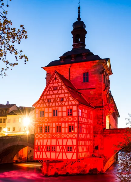 Ayuntamiento histórico iluminado de Bamberg — Foto de Stock