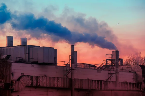 Dark Smoke Comming Chimneys Old Factory — Stock Photo, Image